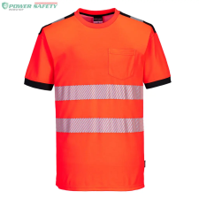 Portwest PW3 Hi-Vis póló S/S - Piros/Fekete láthatósági ruházat