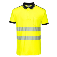 Portwest PW3 Hi-Vis pólóing S/S (sárga/fekete, XS) láthatósági ruházat