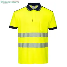 Portwest PW3 Hi-Vis pólóing S/S - Sárga/Navy