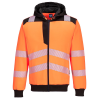 Portwest PW3 Hi-Vis zippzáras kapucnis pulóver  (narancs/fekete, 4XL)