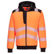 Portwest PW3 Hi-Vis zippzáras kapucnis pulóver (narancs/fekete, 4XL) láthatósági ruházat