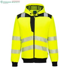 Portwest PW3 Hi-Vis zippzáras kapucnis pulóver - Sárga/Fekete láthatósági ruházat