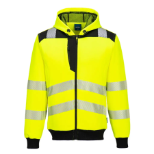 Portwest PW3 Hi-Vis zippzáras kapucnis pulóver Yellow/Black 5XL láthatósági ruházat