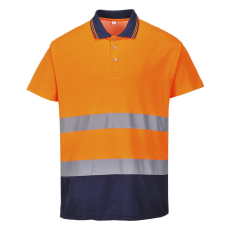 Portwest S174 Kéttónusú Cotton Comfort póló narancs/navy színben