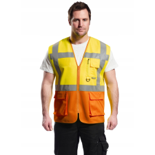 Portwest S376 Prága jól láthatósági vezetői mellény (SÁRGA/NARANCS, XL) láthatósági ruházat