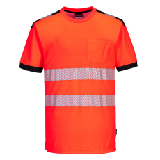 Portwest T181 Portwest PW3 Vision Jól láthatósági póló (piros/fekete, 3XL)