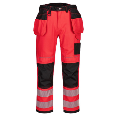 Portwest T501 Vision Hi-Vis nadrág piros-fekete