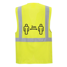 Portwest Távolságtartásra figyelmeztető vezetői mellény 2 m (sárga*, L) láthatósági ruházat