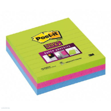 POST-IT Super Sticky öntapadós jegyzettömb, szivárványcsomag 100 × 100 mm, 675-3SSMX-EU, 70 lap/3 tömb, vonalazott, ultra színek jegyzettömb
