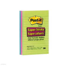 POST-IT Super Sticky öntapadós jegyzettömb, szivárványcsomag 102×152 mm, 660-3SSUC, 90 lap/3 tömb, vonalazott, ultra színek jegyzettömb