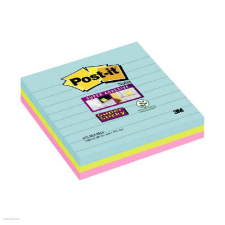 POST-IT Super Sticky öntapadós jegyzettömb, szivárványcsomag vonalas 101x101 mm 70 lap 3 tömb 675-SS3M jegyzettömb