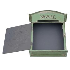  Postafiók, falra szerelhető kivitel, rusztikus stílus, hadseregzöld postaláda