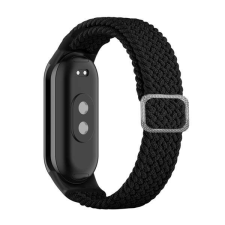 Pótszíj (egyedi méret, textil, szőtt minta, állítható) FEKETE Xiaomi Band 8 okosóra kellék