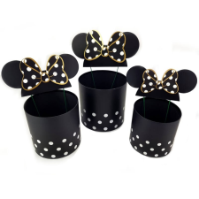  Pöttyös doboz szett beszúrós masnis Mickey fülekkel fekete dekorálható tárgy