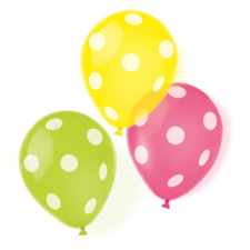 Pöttyös Dots léggömb, lufi 6 db-os 9 inch (22,8 cm) party kellék
