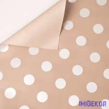 Pöttyös fólia tekercs 58cm x 10m - Natúr / Fehér mintás csomagolópapír