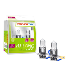 POWER-TEC , Halogén izzó, Long Life, H3, 12V, 2db autó izzó, izzókészlet