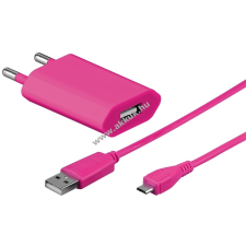 Powery Goobay hálózati töltő + micro USB kábel 1m pink mobiltelefon kellék