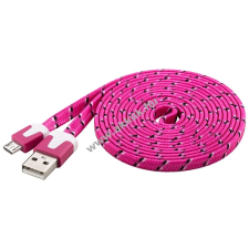 Powery Goobay USB kábel 2.0  micro USB csatlakozóval 2m pink (textil borítású) mobiltelefon kellék