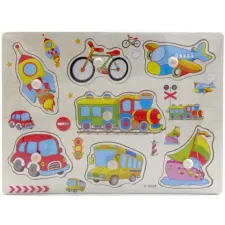 PRC Fogantyús fa puzzle, fogós puzzle, kirakó 30x23 cm - Járművek Nr1 puzzle, kirakós
