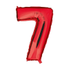 PRC Metálpiros számfólia lufi, magassága 35 cm, születésnapra, 7-es modell