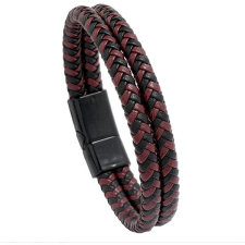Predator Q1 AL19356-31 bőr karkötő - 21 cm, fekete-piros karkötő