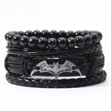 Predator Q1 Batman bőr karkötő - 4 darabos készlet - Q07 (15967) karkötő