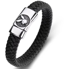 Predator Q1 Elegáns bőr karkötő - Playboy, fekete, 21 cm karkötő