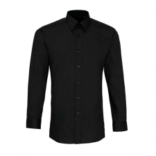 Premier Férfi ing Premier PR204 Men’S Long Sleeve Fitted poplin Shirt -L/XL, Black férfi ing