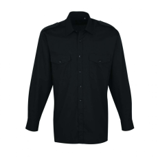 Premier Férfi ing Premier PR210 Men’S Long Sleeve pilot Shirt -S/M, Black