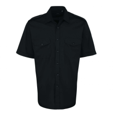 Premier Férfi ing Premier PR212 Men’S Short Sleeve pilot Shirt -XL/2XL, Black