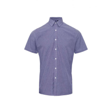 Premier Férfi ing Premier PR221 Men&#039;S Short Sleeve Gingham Cotton Microcheck Shirt -M, Navy/White férfi ing