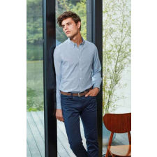 Premier Férfi ing Premier PR238 Men’S Cotton Rich Oxford Stripes Shirt -2XL, Oxford Blue férfi ing