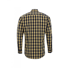 Premier Férfi ing Premier PR250 Mulligan' Check - Men'S Long Sleeve Cotton Shirt -3XL, Camel/Navy