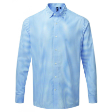Premier Férfi ing Premier PR252 Maxton' Check Men'S Long Sleeve Shirt -XL, Light Blue/White