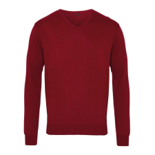 Premier Férfi Premier PR694 Men&#039;S Knitted v-neck Sweater -3XL, Burgundy férfi pulóver, kardigán