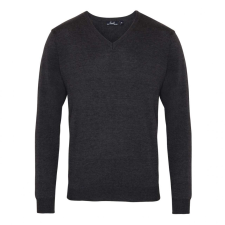 Premier Férfi Premier PR694 Men'S Knitted v-neck Sweater -XL, Charcoal férfi pulóver, kardigán