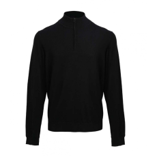 Premier Férfi Premier PR695 Men'S Quarter-Zip Knitted Sweater -M, Black