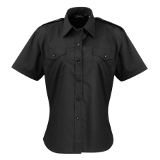 Premier Női blúz Premier PR312 Women'S Short Sleeve pilot Shirt -3XL, Black