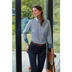 Premier Női blúz Premier PR338 Women'S Cotton Rich Oxford Stripes Shirt -M, Oxford Blue