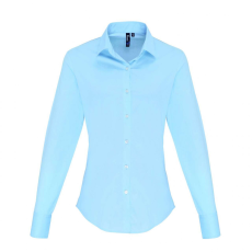 Premier Női blúz Premier PR344 Women'S Stretch-Fit Cotton poplin Long Sleeve Shirt -3XL, Pale Blue