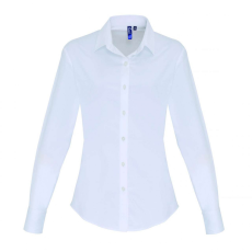 Premier Női blúz Premier PR344 Women'S Stretch-Fit Cotton poplin Long Sleeve Shirt -3XL, White