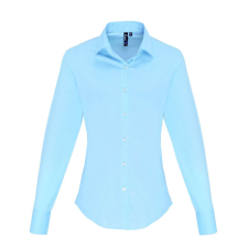 Premier Női blúz Premier PR344 Women&#039;S Stretch-Fit Cotton poplin Long Sleeve Shirt -L, Pale Blue blúz