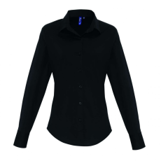 Premier Női blúz Premier PR344 Women'S Stretch-Fit Cotton poplin Long Sleeve Shirt -M, Black