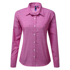 Premier Női blúz Premier PR345 Women&#039;S Cotton Slub Chambray Long Sleeve Shirt -L, Red blúz