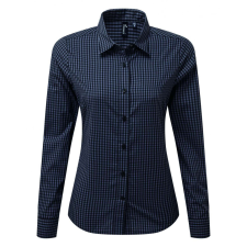 Premier Női blúz Premier PR352 Maxton&#039; Check Women&#039;S Long Sleeve Shirt -2XL, Steel/Black blúz