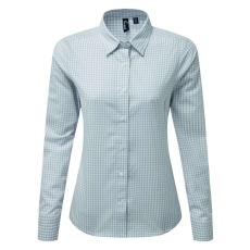 Premier Női blúz Premier PR352 Maxton' Check Women'S Long Sleeve Shirt -XL, Silver/White