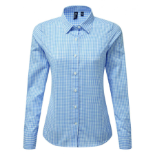 Premier Női blúz Premier PR352 Maxton&#039; Check Women&#039;S Long Sleeve Shirt -XS, Light Blue/White blúz