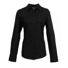 Premier Női Premier PR334 Women&#039;S Long Sleeve Signature Oxford Blouse -4XL, Black blúz