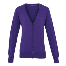 Premier Női Premier PR697 Women'S Button-Through Knitted Cardigan -2XL, Purple